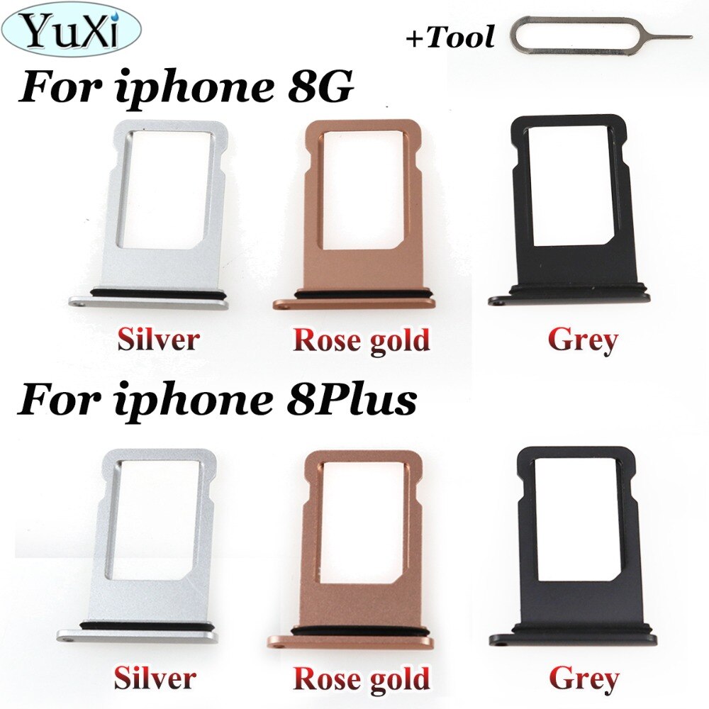 YuXi Voor iPhone 8 plus 8 Micro Nano SIM Kaart Lade Houder Voor iPhone 8 plus SIM Houder Slot Lade container Adapter + Tool