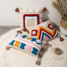 Kinderen Leuke Bloemen Kwasten Kussensloop Met Pompom Geel Grijs Decoratieve Kussenhoes Home Decor Sierkussen Case 45x45cm