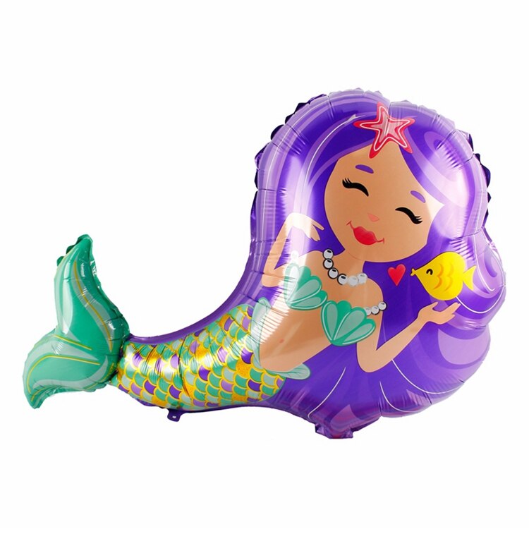 Huiran Mermaid Balloon Happy Birthday Ballon Little Mermaid Birthday Party Decor Kids Balloons Foil Baloon Giant Balony Balon: Light yellow