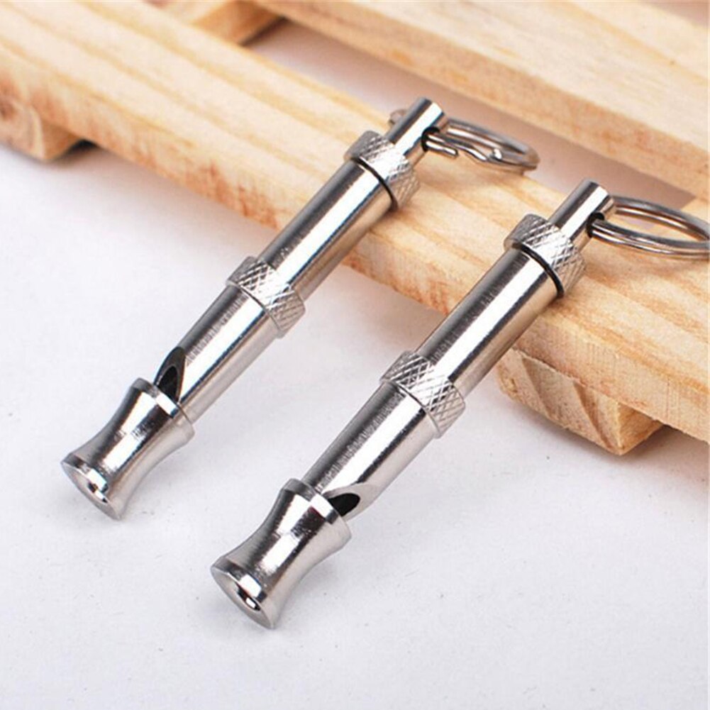 Outdoor Training Portable Stainless Steel Loudly Key Chain Durable Adjustable Sound Flute Puppy Pet Dog Whistle