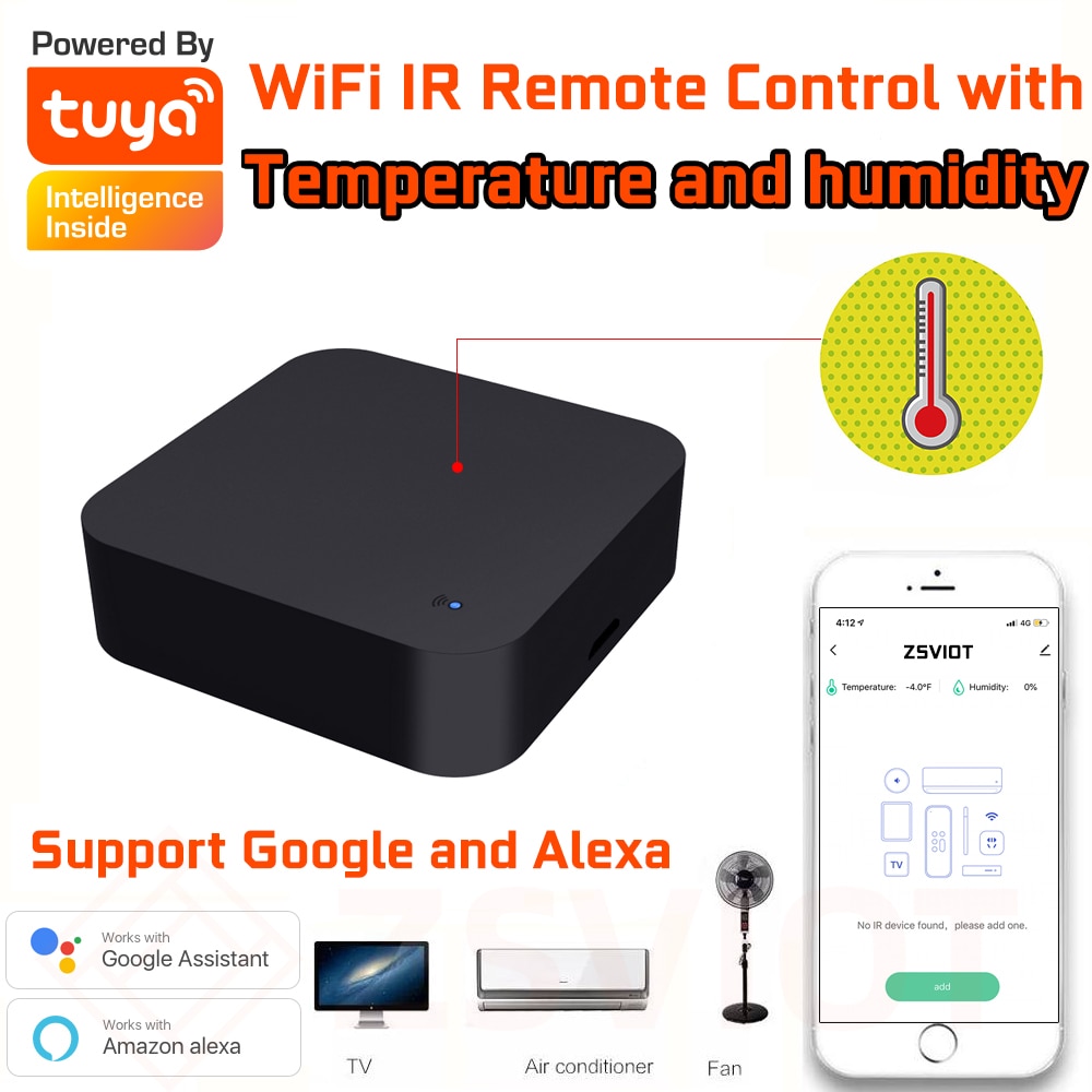 Tuya Wifi Temperatuur En Vochtigheid Met Min Smart Ir Afstandsbediening Ondersteuning Alexa, Google Assistent Slimme Leven App
