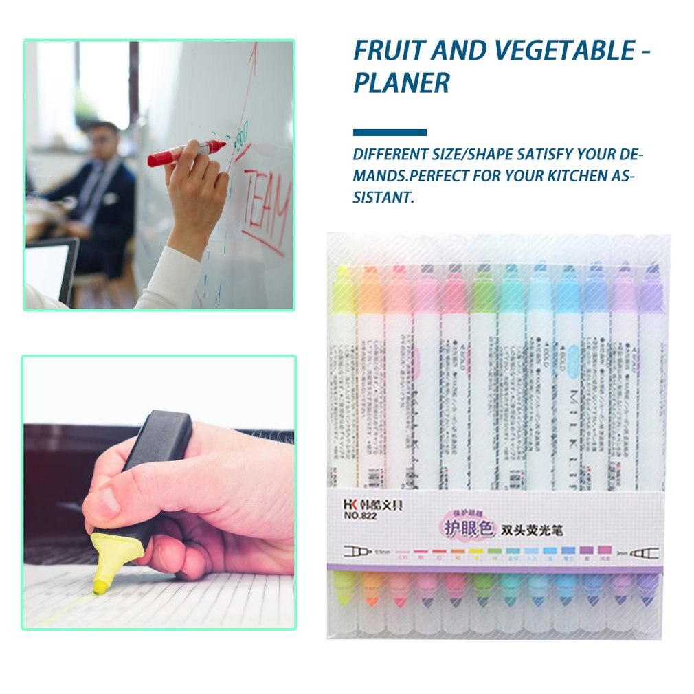 12 farver mildliner highlighter sæt dekorativ markering highlighter pen brevpapir til studerende highlighter pen sød mildliner pen