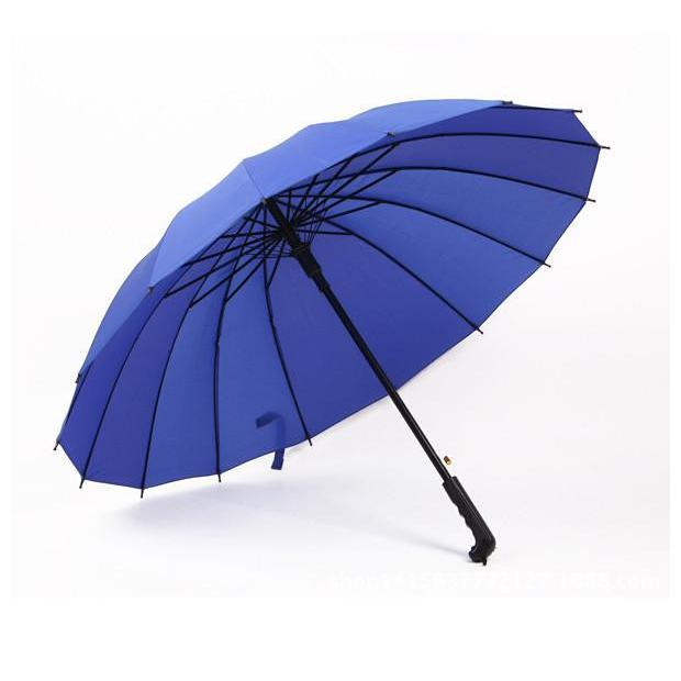Semi-automatic Wind Resistant Long Handle Umbrella Men And Women Outdoor Rainy Umbrellas 16 Ribs Big Windproof Umbrellas Rain: Dark Blue