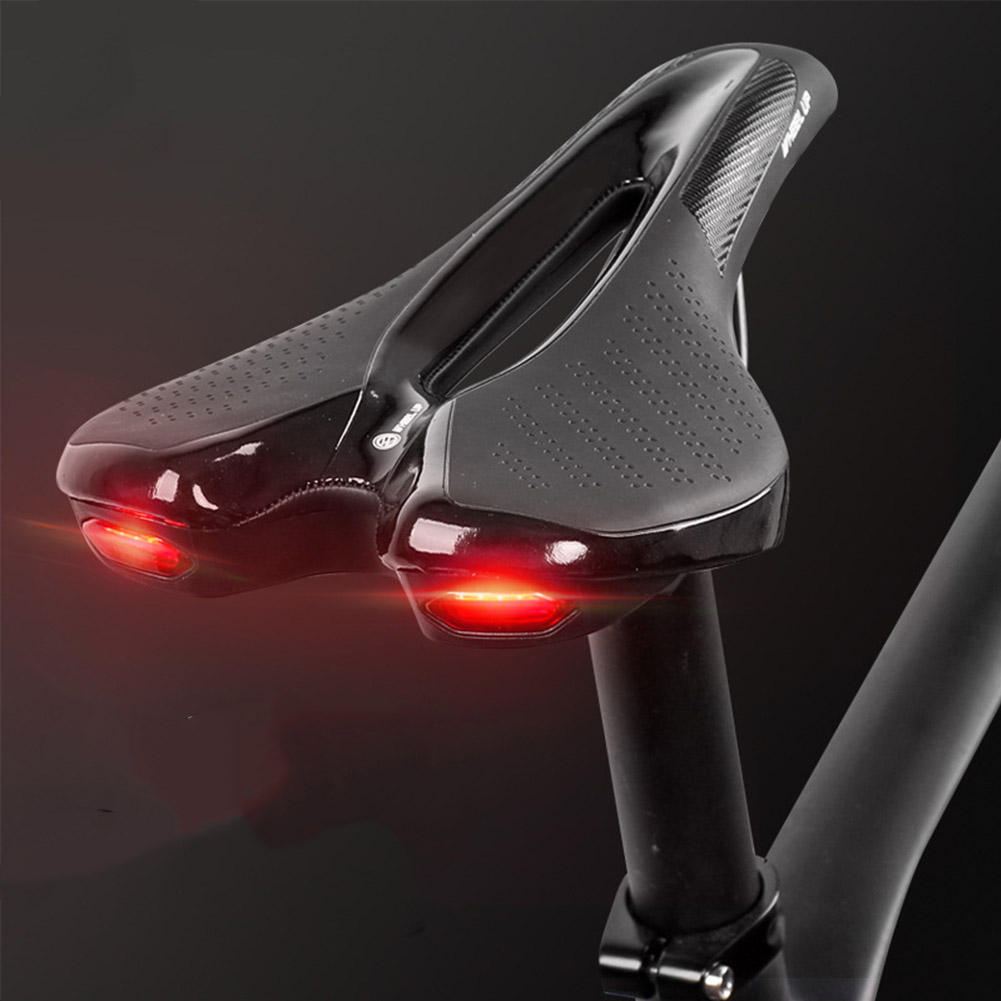 Mtb racercykel sadel cykelsæde med advarsel baglygte stødabsorbering usb opladning flere lystilstande cykeludstyr