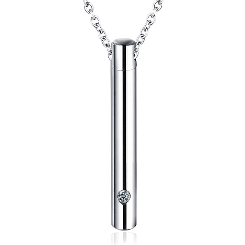 Cylinder husdjur kremering urnor halsband rostfritt stål katt hund ask memorial container hållare smycken memoar minnessak hängsmycke: Vit