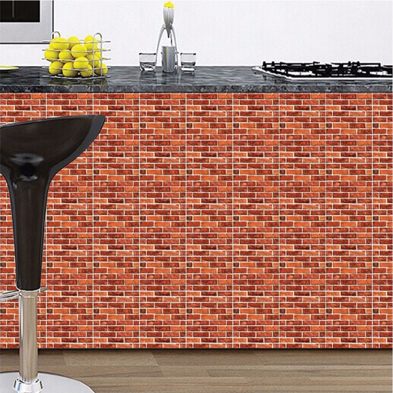 PVC Adesivo Carta Da Parati 3D Tegole in Laterizio per la Cucina Backsplash Buccia e Bastone Adesivi Murali stanza Da Bagno Complementi Arredo Casa Decalcomanie Della Parete