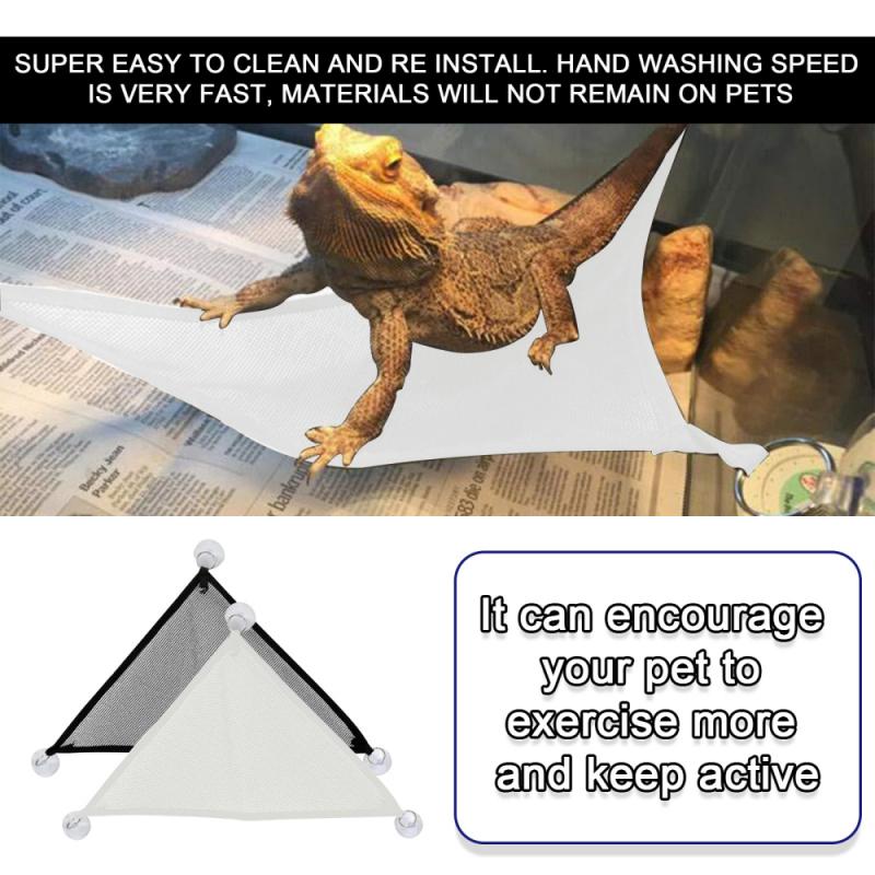 Reptile Hammock Recliner With Suction Cup For Lizard Gecko To Climb Triangle Net