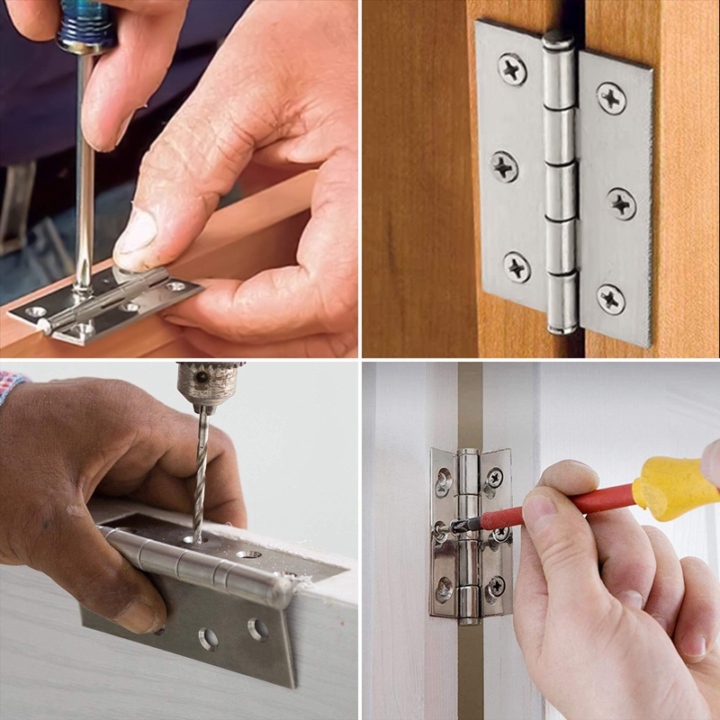 24 PCS 66mm Timber Door Hinges Stainless Steel Hinges for Internal &amp; External Doors Kitchen Cabinet Wardrobe with Screws