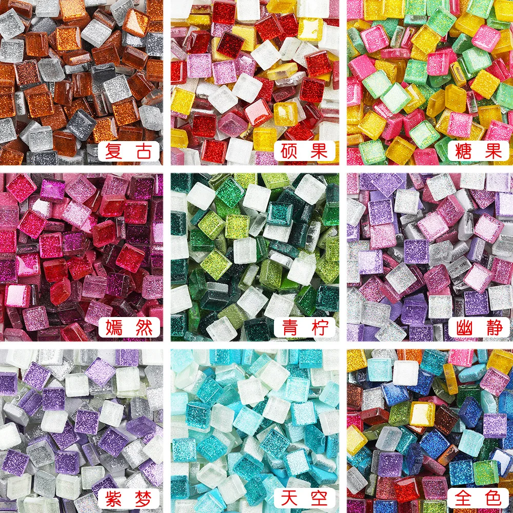 50Stck Diy mischen Farbe funkeln Glas Mosaik Steine Mosaik Fliesen Glas Kiesel Handwerk Material Puzzle Für Diy Mosaik, Der 10*10mm
