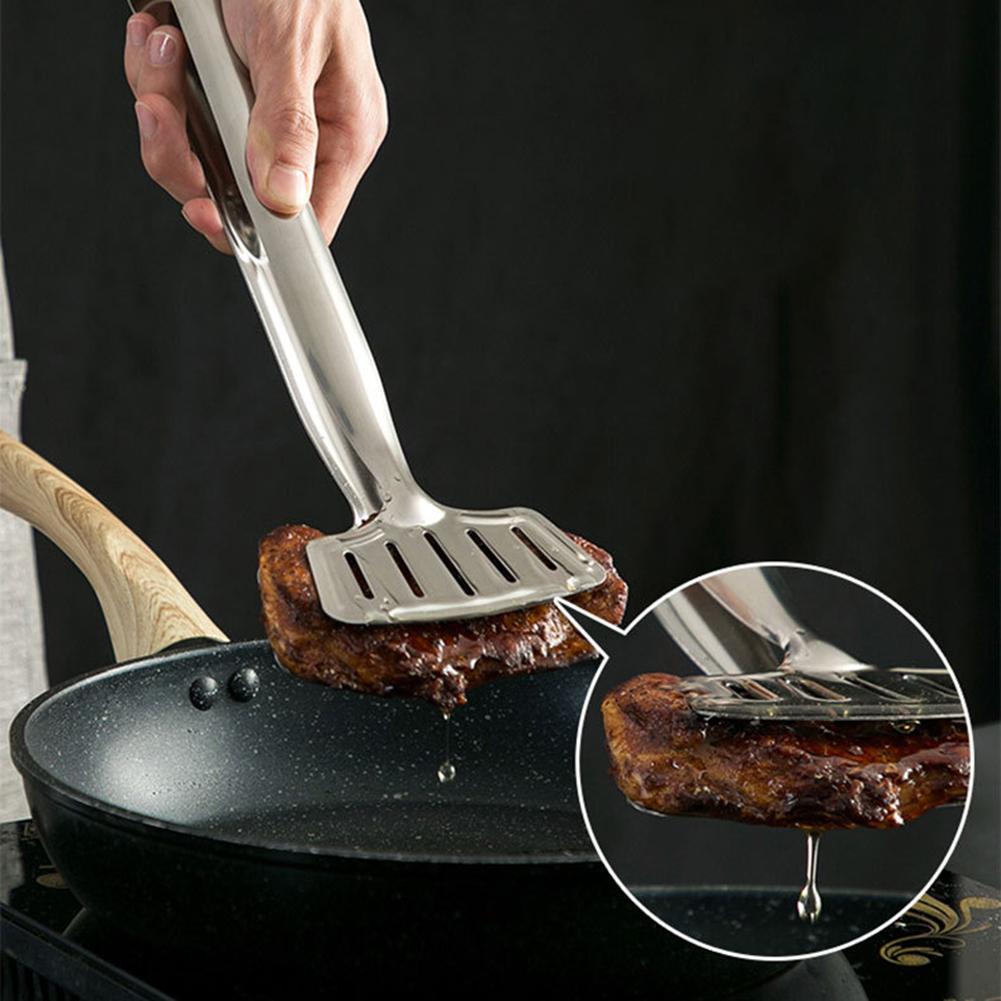 Stainless Steel Kitchen Multipurpose Tongs Double Spatula For Cooking Fish Egg Pancake Bread Steaks Burgers Buffets