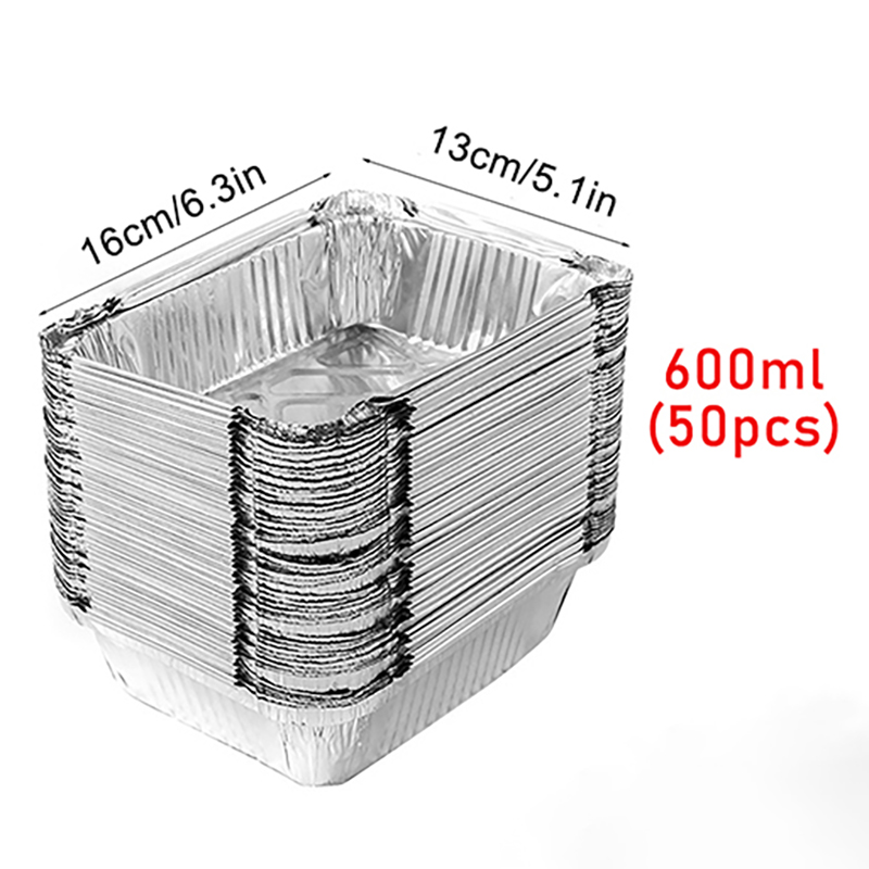 50 stuks wegwerp aluminiumfolie, verschillende maten, blikken pannen zijn perfect voor koken, verwarmen, opbergen en bereiden van voedsel.: Blauw