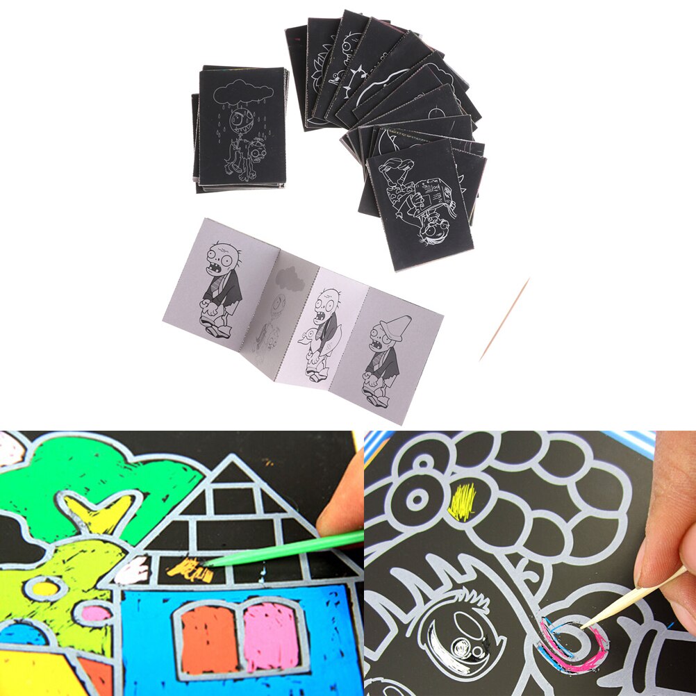 1 paquete de 8 hojas de magia pintar y rayar el papel con dibujo Stick pintura Set de pintura para niños de papel rasguño