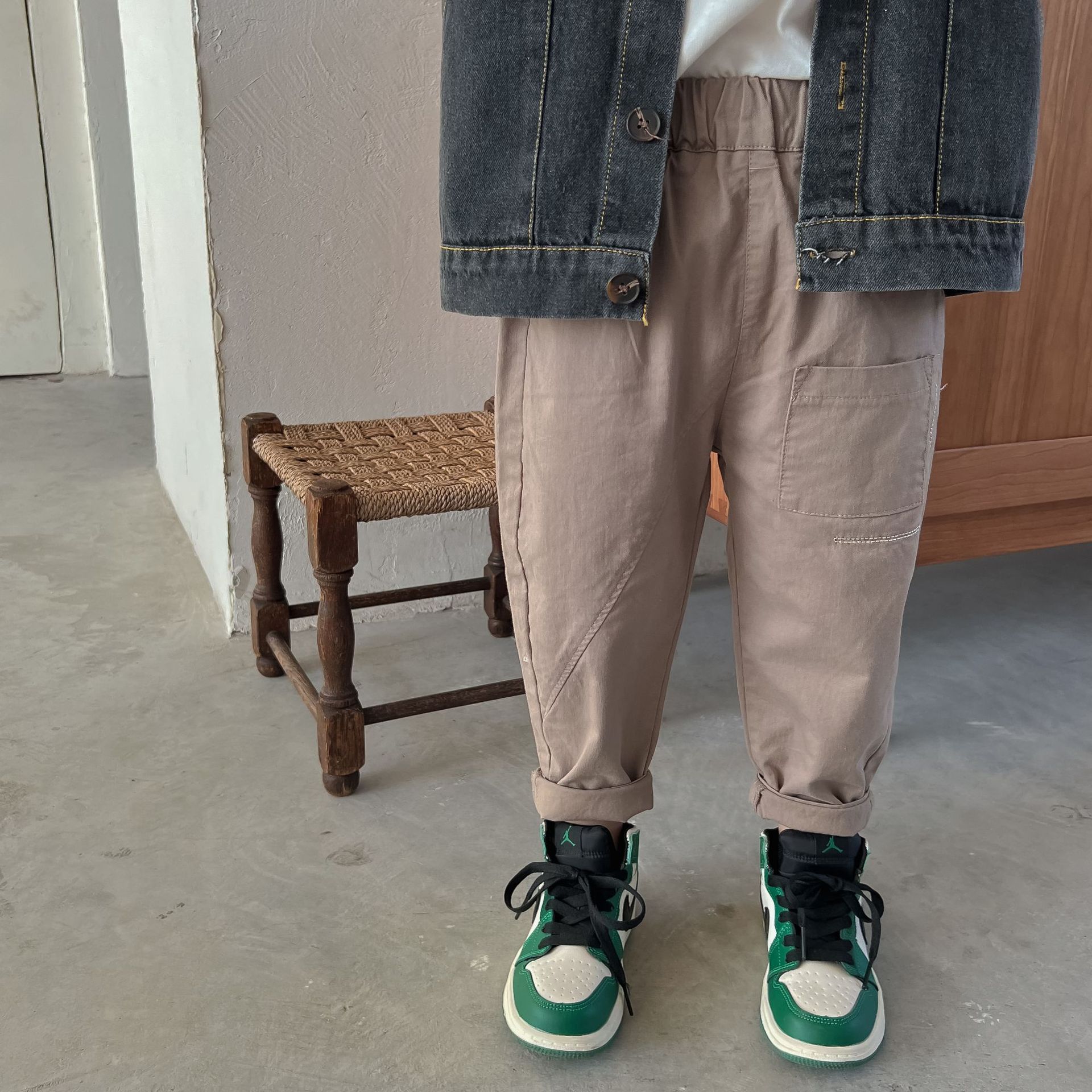 Kids Effen Kleur Elastische Casual Broek Kinderen Mode Alle-Match Katoenen Broek 1-6Y: Coffee / 4T