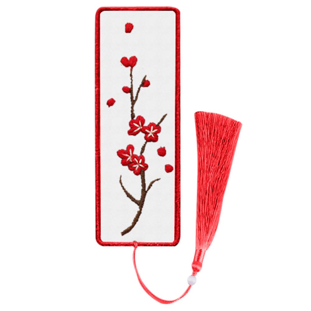 DIY Embroidered Bookmark Material Package Embroidery Starter Kit With Flowers Plant Pattern Color Threads Handmade Bookmark Kit: Yellow