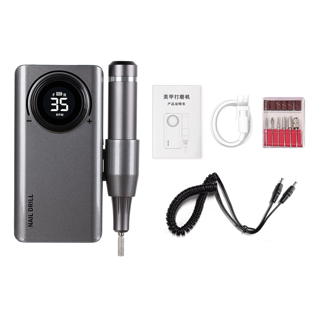 Rechargeable Nail Drill Machine Multifunctional USB Nail Polisher LCD Digital Electric Nail Drill Nail Polishing Manicures Tool