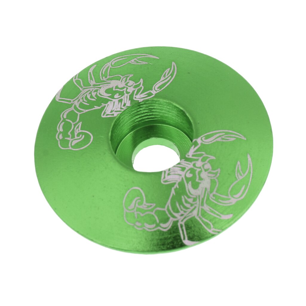Premium aluminiumslegering mtb landevejscykel frempind headset top cap cover dele tilbehør - forskellige farver: Grøn skorpion