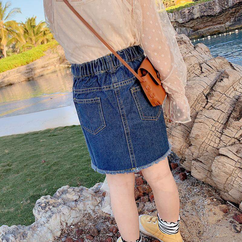 Sommer baby piger børn jean nederdele piger børn denim blyant nederdele knapper lommer enkeltradet kanter barn nederdel kostume