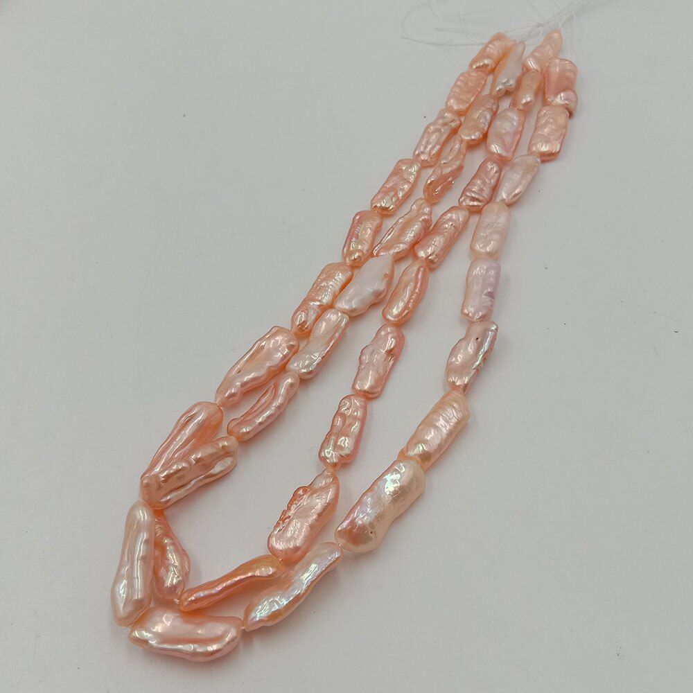39 cm DIY pearl beads,AAA BIWA pearl beads,100% nature freshwater pearl with noodle shape-width 7-9mm L:15-30mm.: Pink