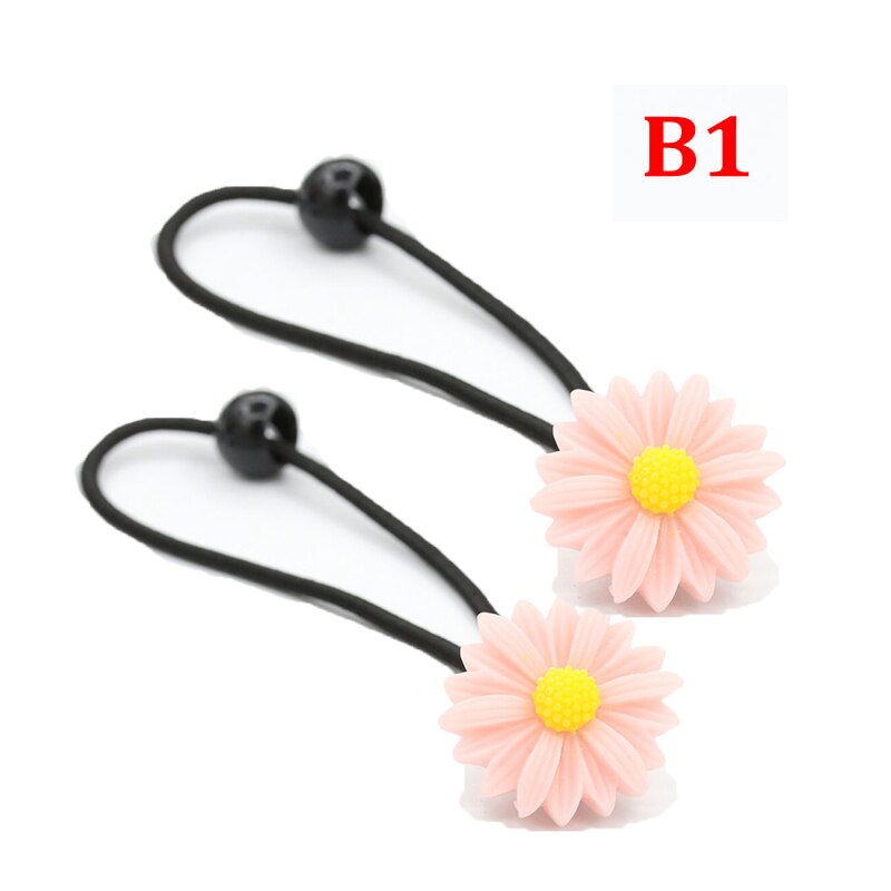 Mini pince à cheveux en forme de marguerite pour filles, 2 pièces, breloques, anneau élastique en forme de fleur, épingles à cheveux, queue de cheval, support pour enfants, accessoires de style: 2Pcs B1