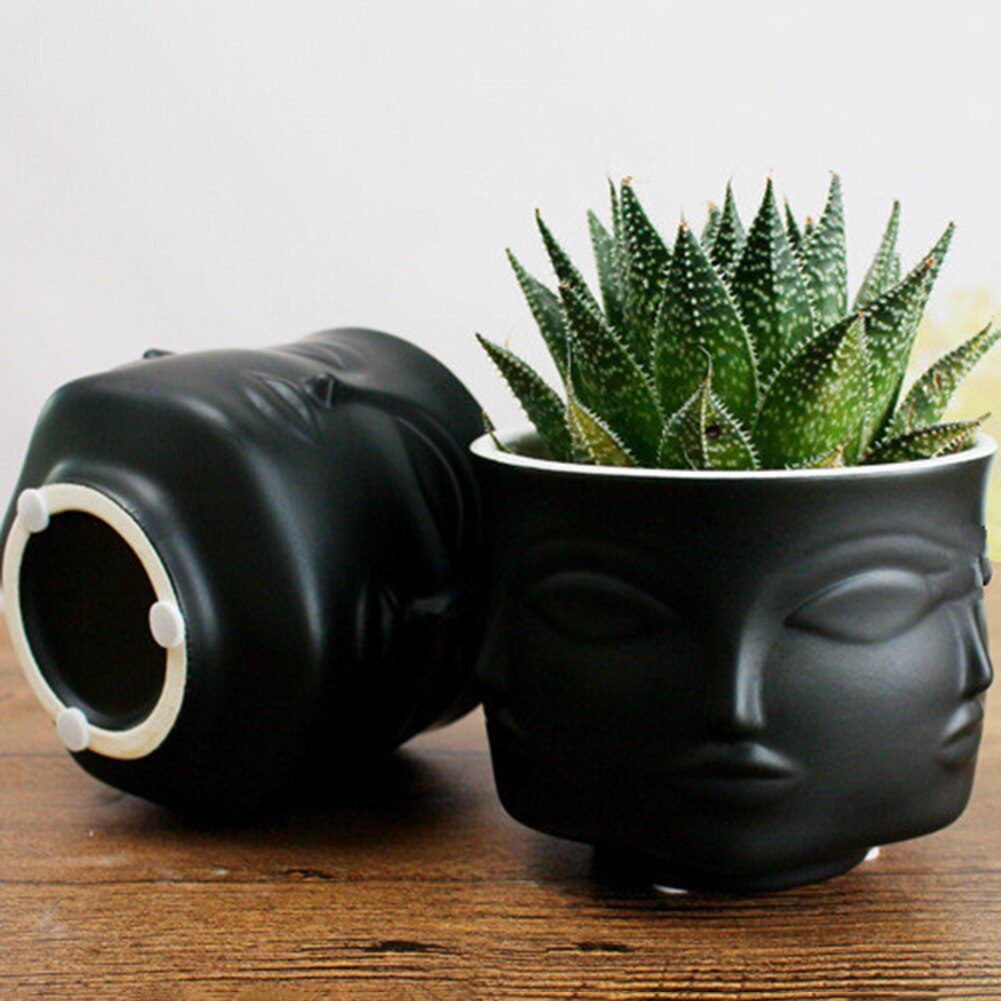 Jarrones artísticos con de cara humana para maceta de plantas y flores de cerámica con flores, maceta para decoración del hogar, decoración Nórdica
