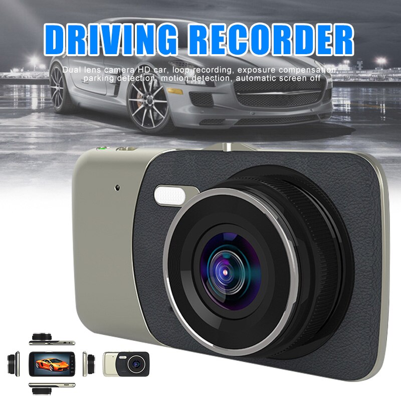 Körinspelare 2 objektiv 4 tums skärm fordonskameror backbild dash cam video nk-shopping