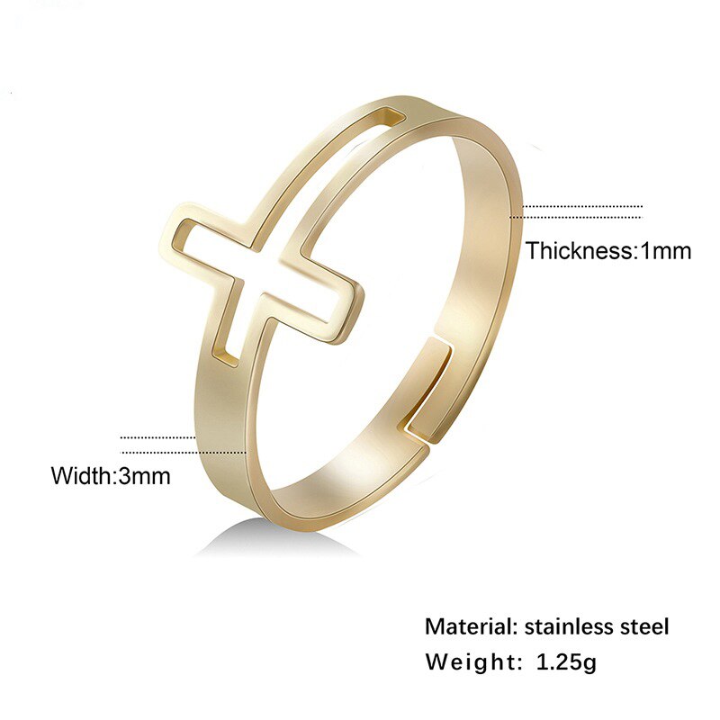 Rinhoo Rvs Holle Kruis Vinger Ringen Open Teen Ringen Voor Vrouwen Meisjes Verstelbare Vinger Ring Sieraden