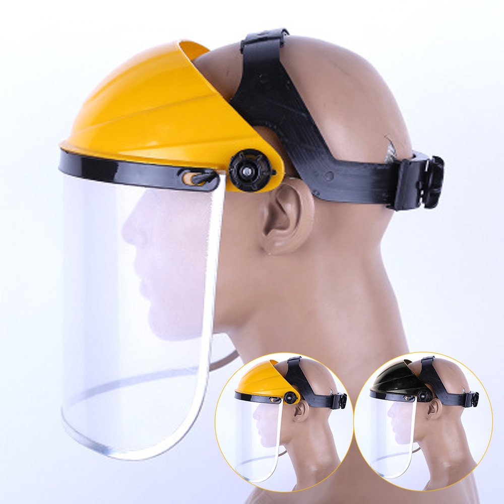 Doorzichtige veiligheidsbeschermkap op het hoofd gemonteerd gezichtsscherm oogbescherming slijpen spatwaterdicht speekselbestendig pvc gezichtsbescherming helm