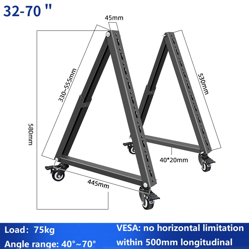 Hillport tv vogn gratis løft 32-70 &quot; rullende tv-monteringsstativ trolley plasmaskærm støtte led lcd skærm lav højde vogn  sc5100: Sc5100