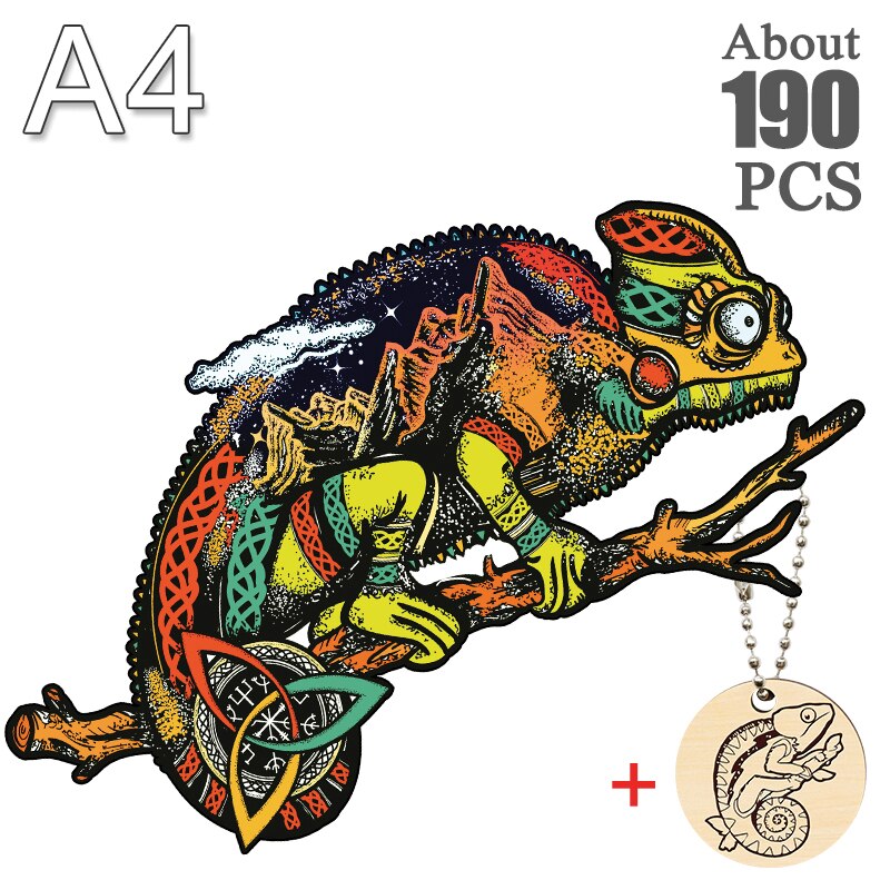 Puzzle caméléon 3D En Bois pour enfant et adulte, jeu de magie, Puzzle éducatif, du nouvel an: BSL-04-A4