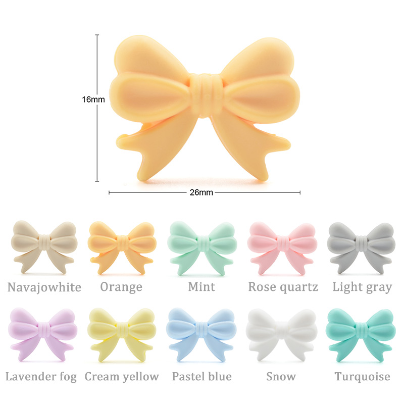 LOFCA – perles en Silicone avec nœud papillon, 50 pièces/lot, collier coloré, fabrication de bijoux, Bracelets, porte-clés, accessoires de bijouterie