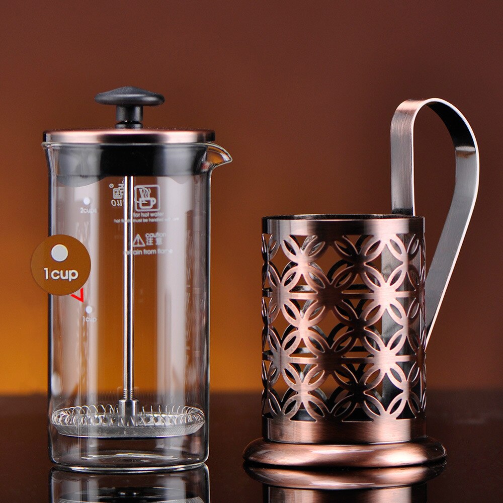 600ml fransk presse kaffemaskine-niveau filtreringssystem  - 304 klasse rustfrit stål - varmebestandigt borosilikatglas