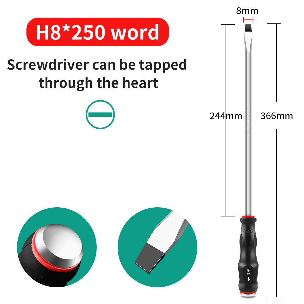 LUXIANI Longer Slotted Phillips Screwdriver Hammerable Hand Tools For Car Repair Household Can be knocked Magnetic Screw Driver: LXZ921171