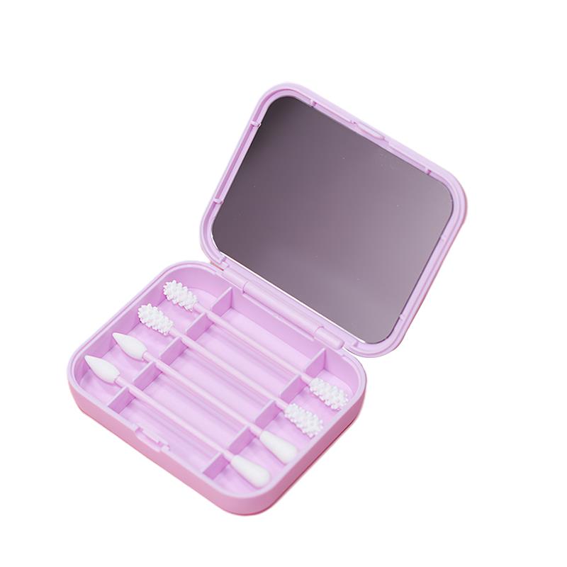 Coton-tiges réutilisables en Silicone, 4 pièces, bâtonnets avec miroir pour le nettoyage des oreilles, cosmétiques: Pink A