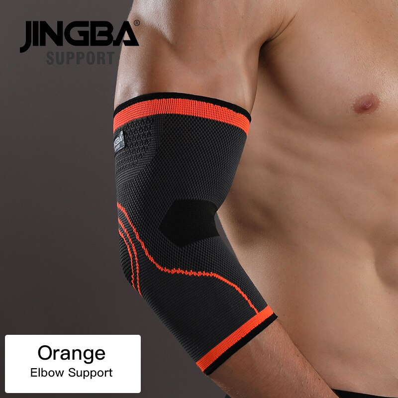 JINGBA SUPPORT Sports protective gear 1PCS Nylon basketball knee protector +wristband Support+ankle support+Elbow pads+hand guar: Orange Elbow support