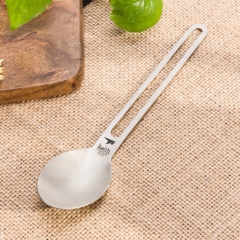 Pure Titanium Spoon Long Handle Spoons Flatware Coffee Drinking Tools Kitchen Gadget 180mm Ti5313