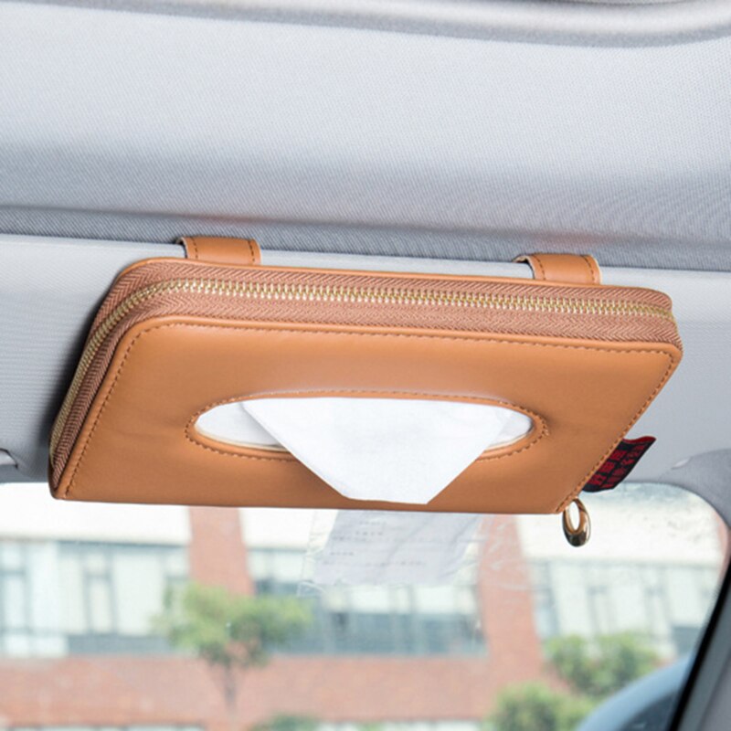 Tissue Doos Auto Zonneklep Pu Leer Tissue Box Auto Clip Holder Papieren Servet Accessoires