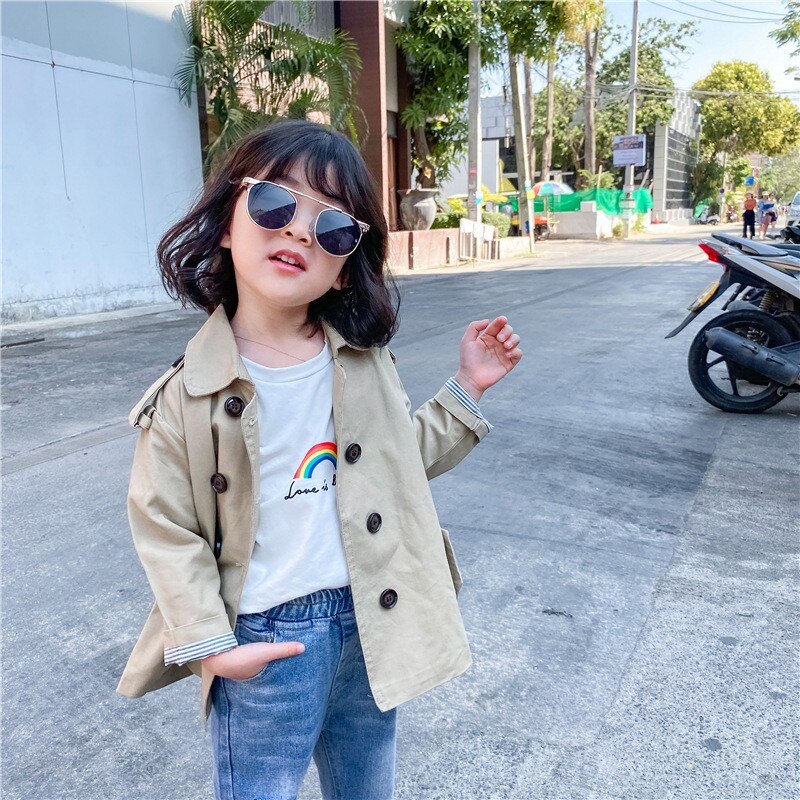 Spring Kids Windbreaker For Girls Jackets And Coats Classic Boys Trench Coat Children Outerwear Coats