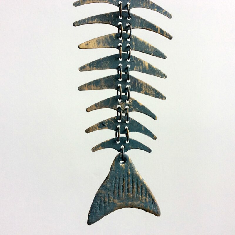 Fishbones Windgong Klassieke Retro Visgraten Windgong Ornamenten Metalen Windgong Tuin Woonkamer Balkon Decor J
