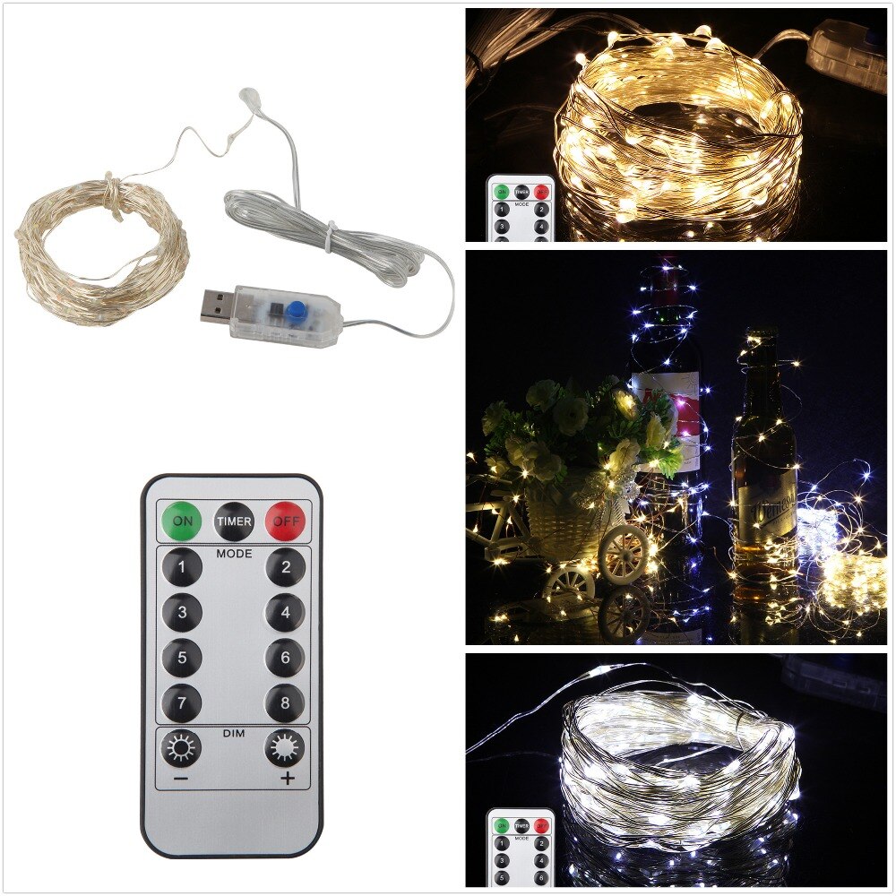 Koper Zilver String light 5 m 50Led 5 v usb Aangedreven Waterdichte Outdoor LED Kerstverlichting voor Kerst Feest Bruiloft decoratie