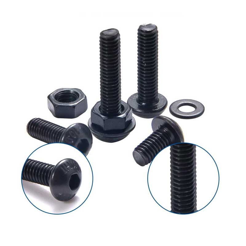 1060Pcs/set M2 M3 M4 M5 Black Carbon Steel Allen Hexagon Socket Pan Head Screw Bolt Nut Flat Washer Set Assortment Kit Free Keys
