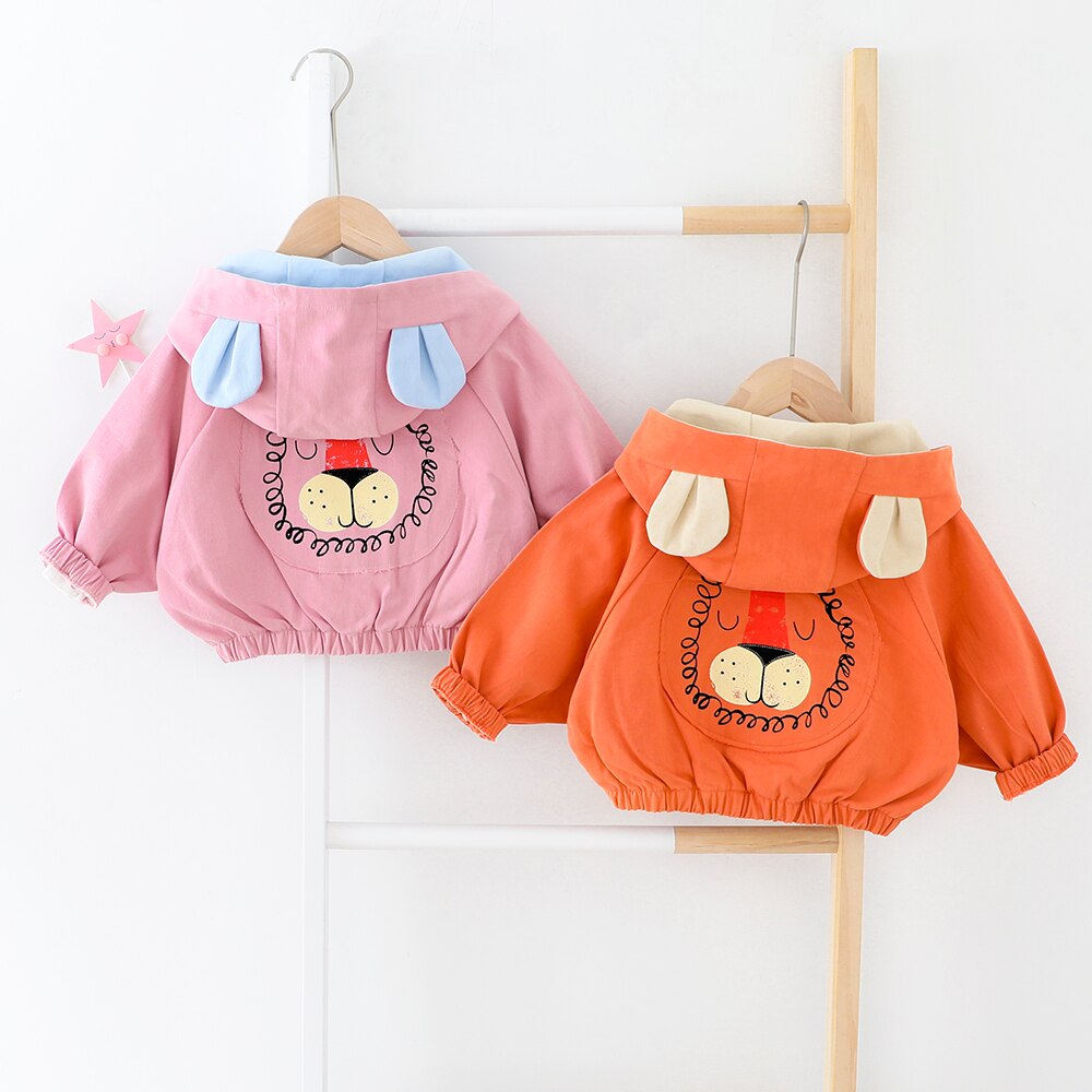 Enfant en bas âge bébé enfants à capuche Trench veste 4T garçons vêtements de sortie dessin animé Lion garçon fille manteaux 3 couleurs haut