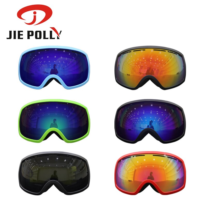 Jiepolly heren dames skibril met grote visie, dubbele lens, snowboard,  uv400 beschermingsbrillen met anticondensfunctie, skibrillen