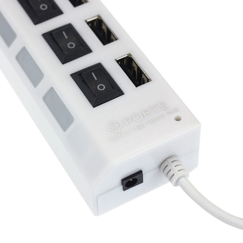 7 USB 2.0 Charge Hub Portable LED Indicator Light 7 Ports USB 2.0 Adapter Charge Hub with Switch