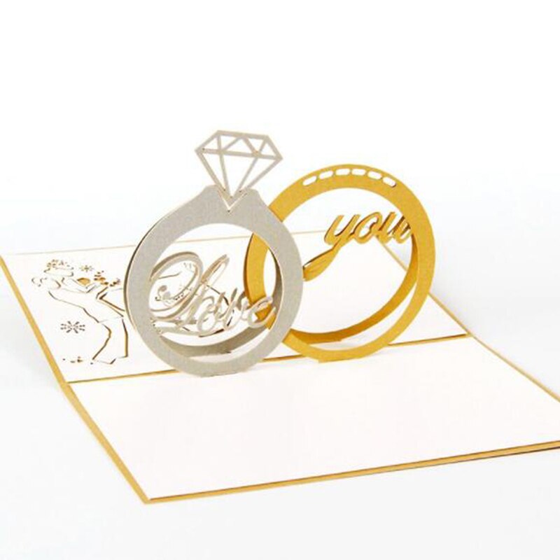 3D Pop-up Cards Valentine's Day Lover Happy Birthday Party Invitation Folding Type Stereo Greeting Card