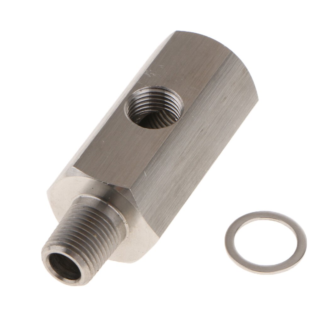 RVS Turbocompressor Connector – 1/8″ BSPT Naar NPT, Oliedruk Sensor T-stuk, 5,1 Cm Lang, Voor Turbo-olieleiding En Meter