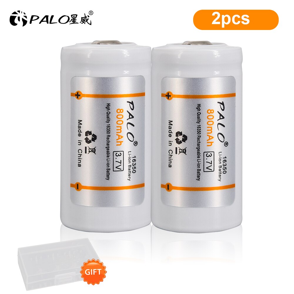 PALO 16340/16350 li-ion battery 3.7v li-ion rechargeable CR123A batteries rechargeable 16340 li ion batteries: 2pcs