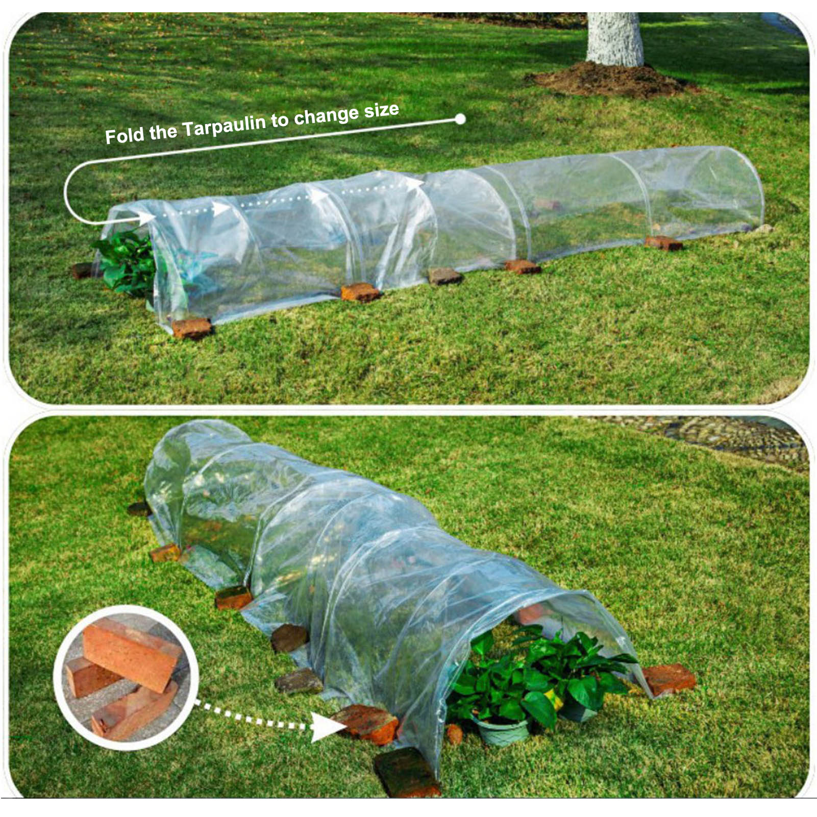 5m Transparent Garden Tunnel Greenhouse Plants Grow House with Steel Frame Hothouse Cold-proof Arched Plant Warm Room