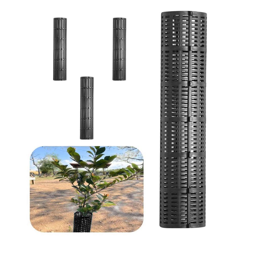 Dispositivo de protección inteligente para plantas y árboles, Protector de maletero de árbol escalable negro, Material de polipropileno resistente a los rayos UV, 50cm, 3/6 piezas