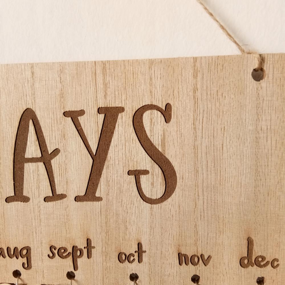 Birthday Reminder Advent Calendar Wood Board DIY Handmade Craft Rustic Hanging for Home Decoration Party Celebration Favor