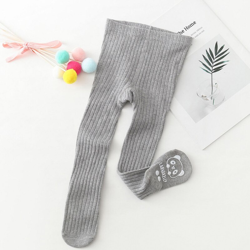 Spring Newborn Cartoon Panty-hose Baby Girl Elastic Waistband Anti-slip Warm Tights (White Black Light Grey Pink): Gray / 0-6M